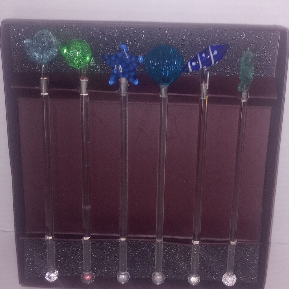 Colorful Glass Stir Sticks Set